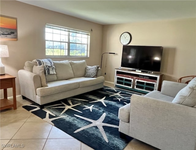 view of tiled living room