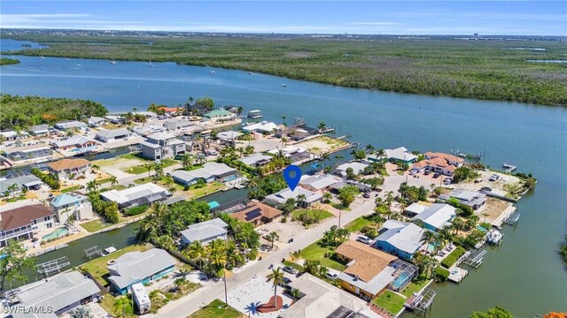 bird's eye view featuring a water view