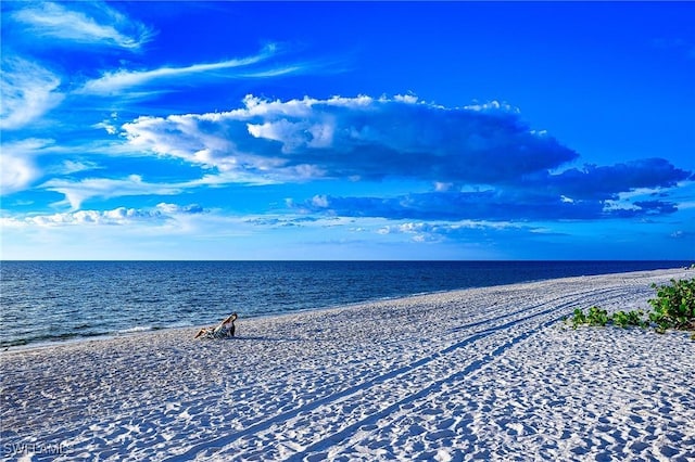 property view of water featuring a view of the beach