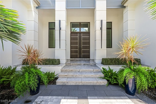 view of exterior entry with french doors