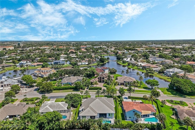 bird's eye view featuring a water view