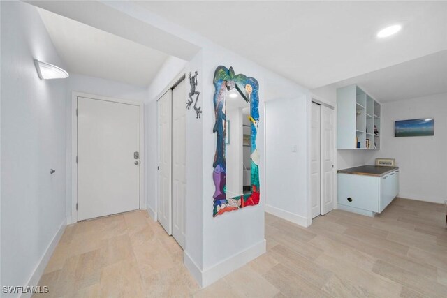 hall featuring light hardwood / wood-style flooring