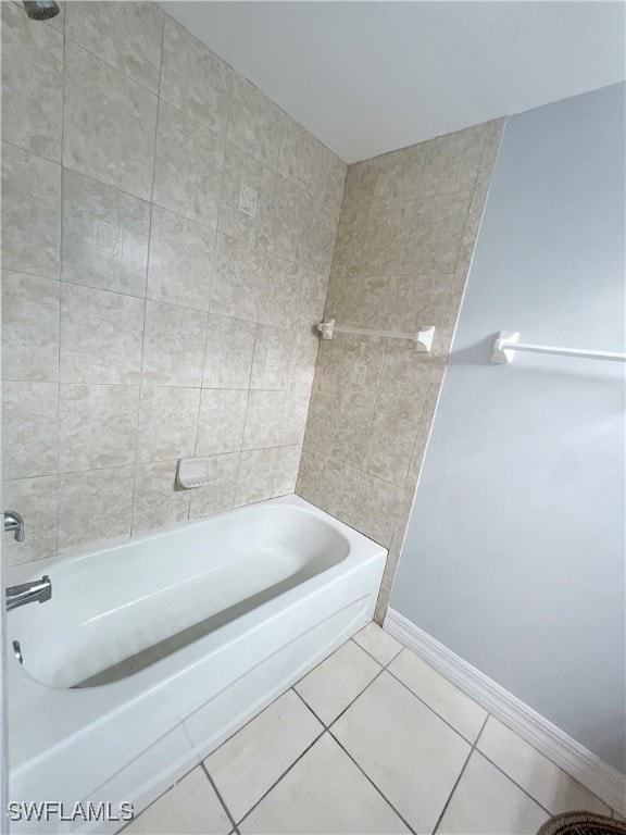 bathroom with shower / tub combination and tile patterned floors