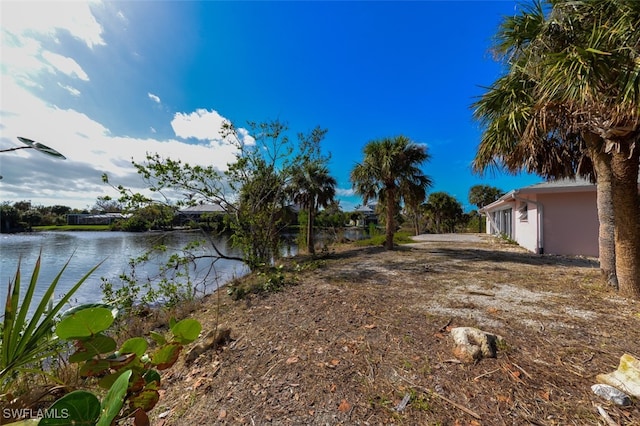 view of yard with a water view