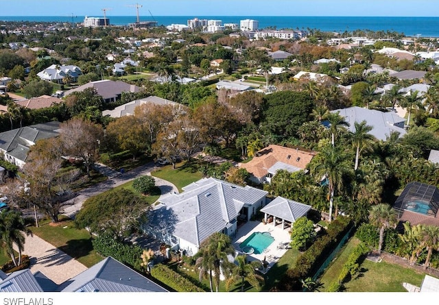 bird's eye view featuring a water view