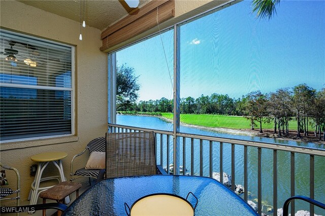 balcony with a water view