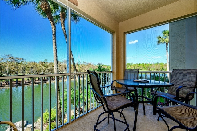 balcony with a water view