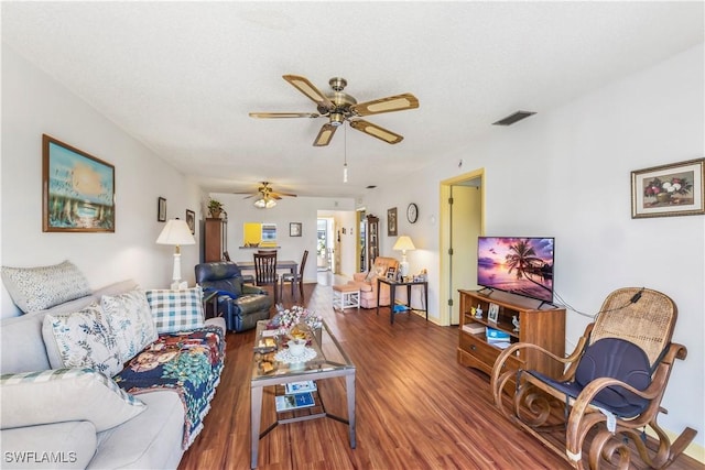 6842 Bogey Dr, Fort Myers, FL 33919 - living room featuring wood finished floors and ceiling fan