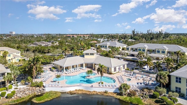 14531 Abaco Lakes Dr Unit 103, Fort Myers, FL 33908 - aerial view of residential area with a pool area and a nearby body of water