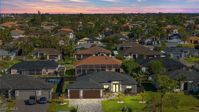 drone / aerial view with a residential view