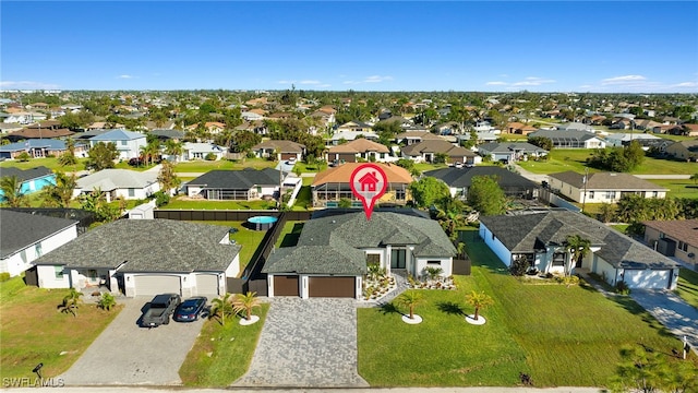 bird's eye view with a residential view