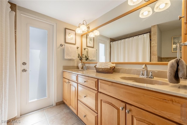 bathroom featuring vanity and tile patterned floors