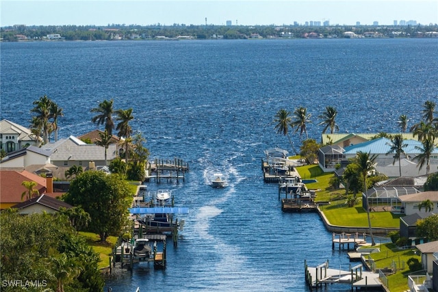 view of water feature featuring a boat dock