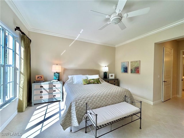 505 Via Veneto Unit 8-201, Naples, FL 34108 - bedroom with ornamental molding, multiple windows, and baseboards
