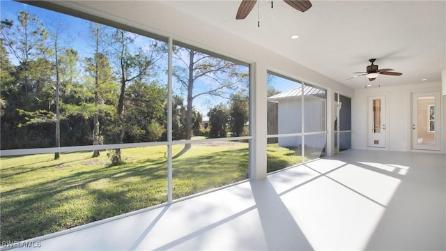 view of unfurnished sunroom