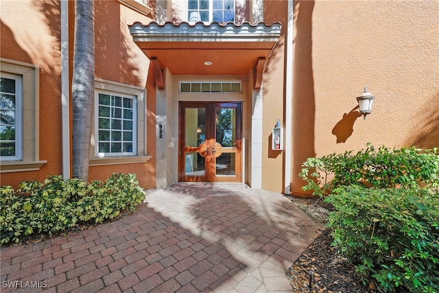 view of exterior entry with french doors