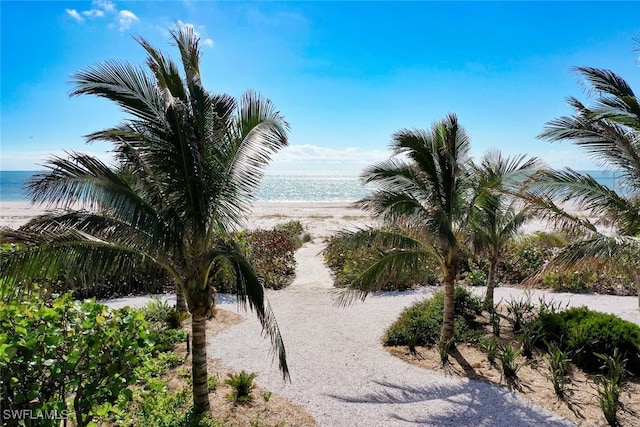 water view featuring a beach view