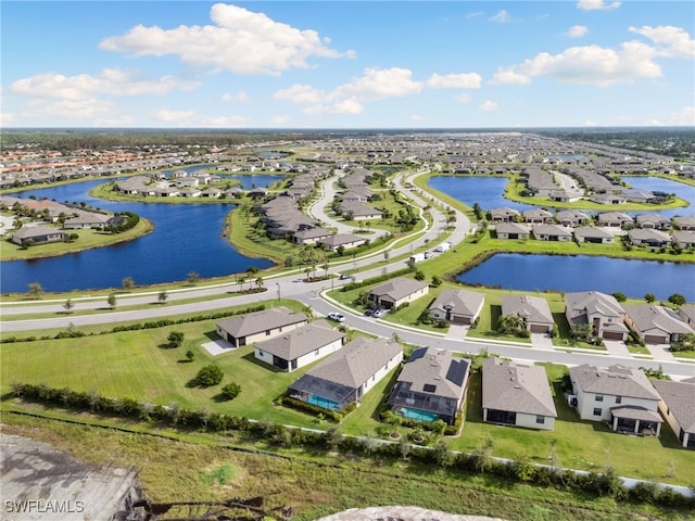 bird's eye view featuring a water view