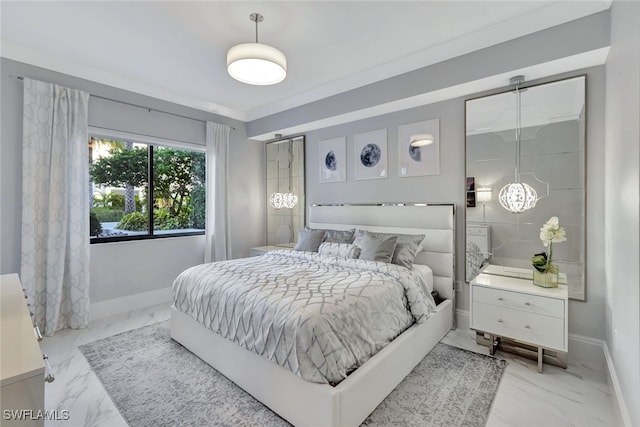 bedroom featuring ornamental molding