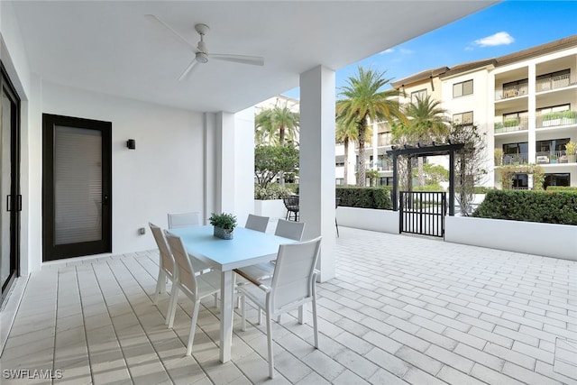 view of patio / terrace featuring ceiling fan