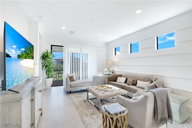 view of tiled living room