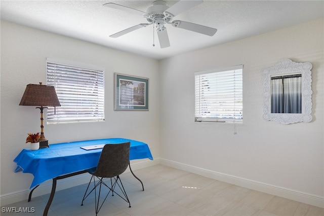 home office featuring ceiling fan