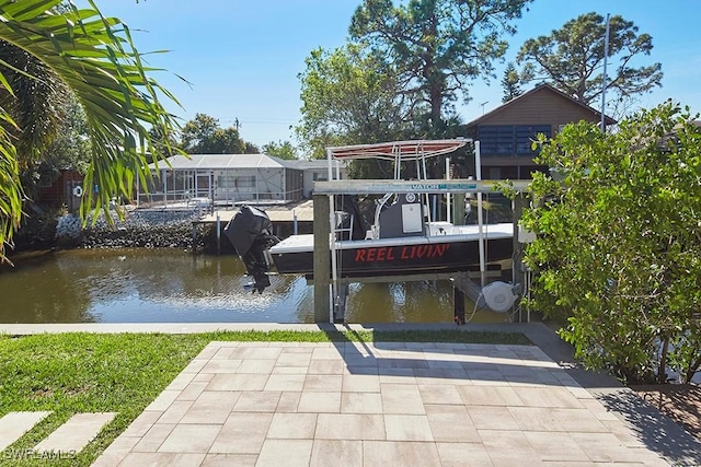 dock area featuring a water view