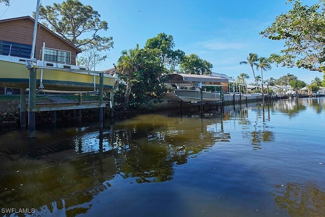 view of dock featuring a water view