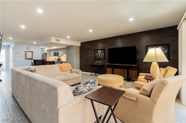 living room featuring light hardwood / wood-style floors