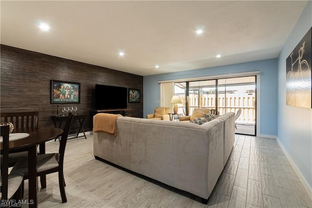 living room with light hardwood / wood-style floors