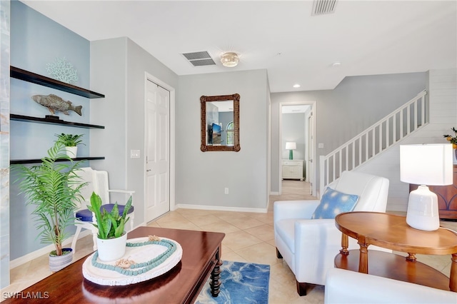 view of tiled living room