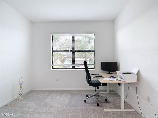 view of carpeted office space