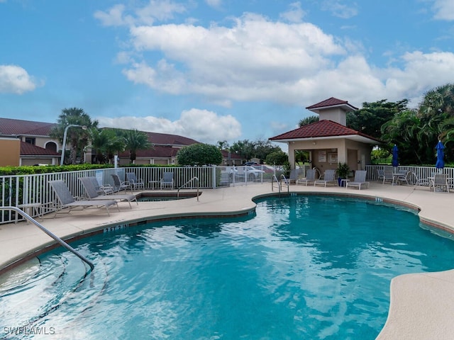 view of pool featuring a patio area