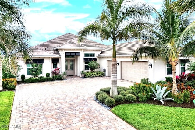 view of front of house with a garage