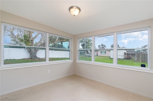 view of unfurnished sunroom