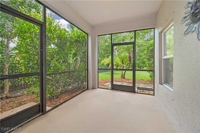 view of unfurnished sunroom