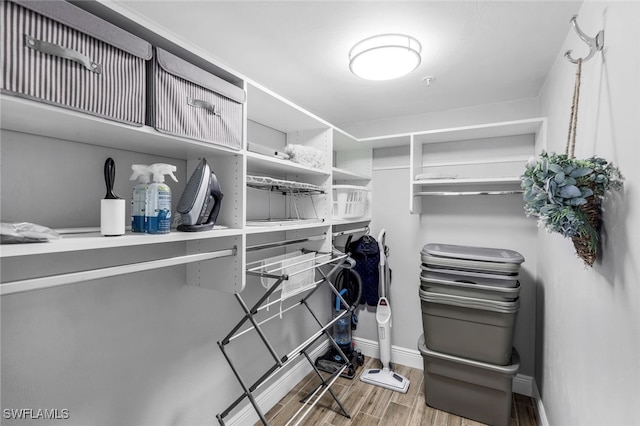 spacious closet featuring hardwood / wood-style flooring