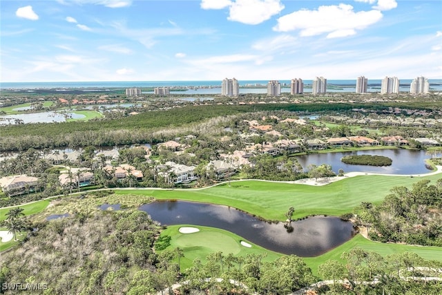 bird's eye view featuring a water view