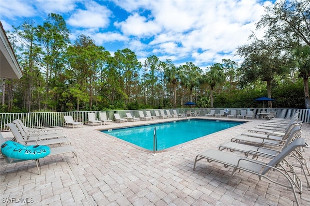 view of pool featuring a patio area