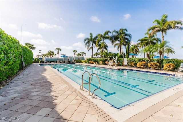 view of pool featuring a patio area