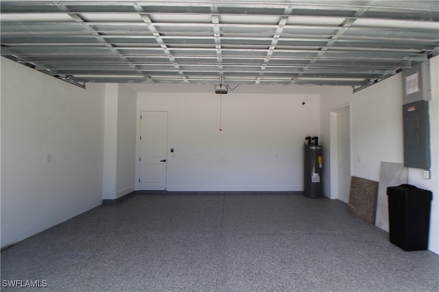 garage featuring water heater