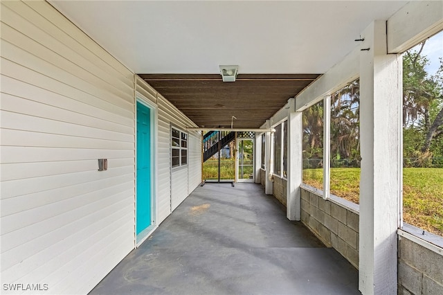 view of unfurnished sunroom