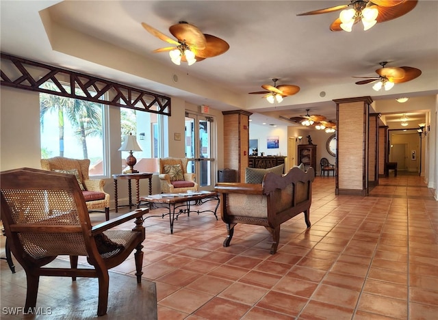 view of tiled living room