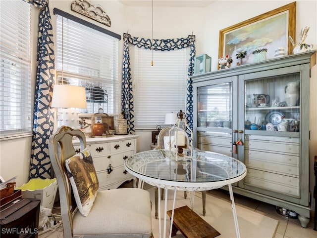 dining room featuring light tile patterned flooring