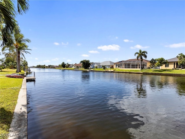 water view with a boat dock