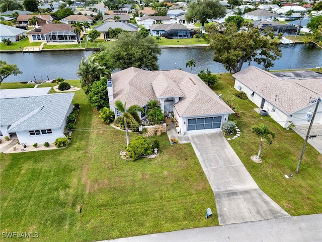 bird's eye view featuring a water view