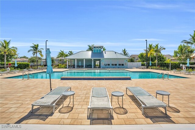 view of pool featuring a patio area