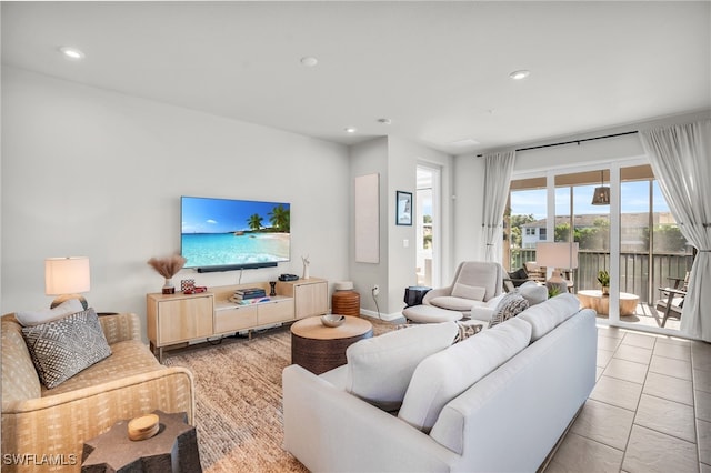 view of tiled living room