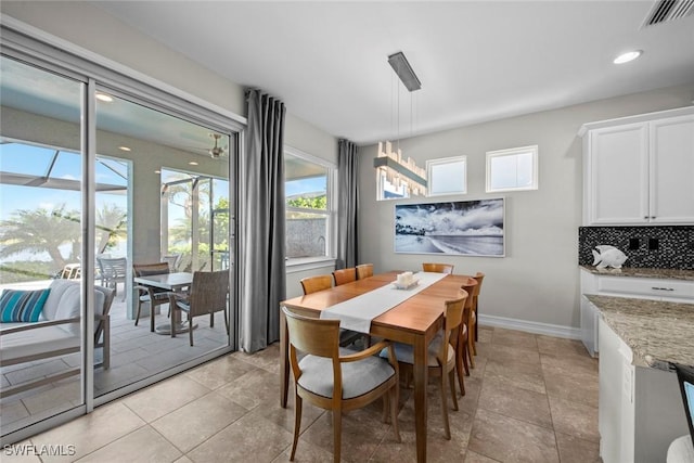 view of tiled dining area