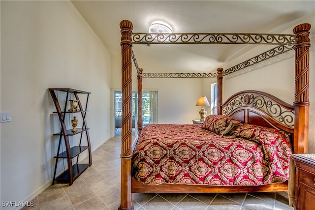 bedroom with vaulted ceiling